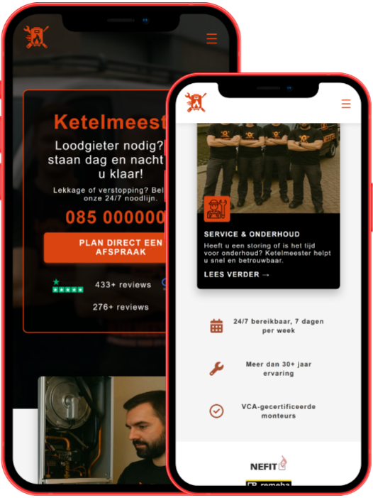 Telefoon met Ketelmeester Monteur site