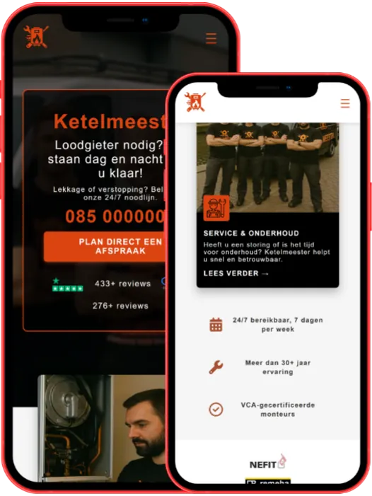 Telefoon met Ketelmeester Monteur site